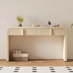 ModernLuxe 55" Console Table with 2 Grooved Drawers and Rounded Silhouette