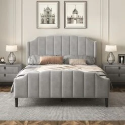 ModernLuxe Queen Size Velvet Upholstered Platform Bed with Headboard and Footboard