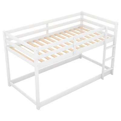 ModernLuxe Twin Over Twin Solid Wood Floor Bunk Bed with Integrated Safety Ladder 5 ModernLuxe Twin Over Twin Solid Wood Floor Bunk Bed with Integrated Safety Ladder - Image 3