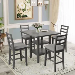 ModernLuxe 5-Piece Wooden Dining Set with Storage Shelves & Padded Chairs 16 ModernLuxe 5-Piece Wooden Dining Set with Storage Shelves & Padded Chairs -Luxe Furniture Sale GUEST e08892e8 02e5 4752 b24c ed38bd83e66a