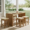 ModernLuxe 5-Piece Acacia Wood Outdoor Bar Set with Cushions