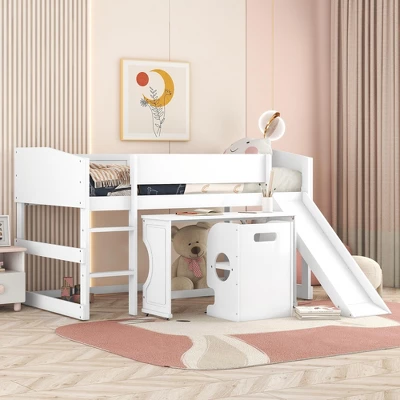 ModernLuxe Low Study Loft Bed with Portable Rolling Desk and Matching Chair 4 ModernLuxe Low Study Loft Bed with Portable Rolling Desk and Matching Chair - Image 2
