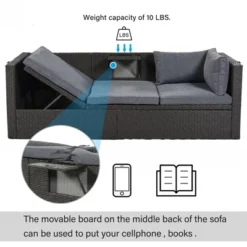 ModernLuxe Outdoor Rattan Daybed with Retractable Canopy and Lifting Table -Luxe Furniture Sale GUEST e1dadffd 0e18 4452 8b48 4b8f589bb1d0