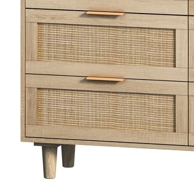 ModernLuxe 6-Drawer Natural Rattan Storage Cabinet - 43.31" Wide Dresser 10 ModernLuxe 6-Drawer Natural Rattan Storage Cabinet - 43.31" Wide Dresser - Image 8