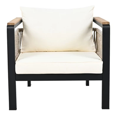 ModernLuxe 4-Piece Outdoor Sectional Sofa Set with Acacia Wood & Coffee Table 14 ModernLuxe 4-Piece Outdoor Sectional Sofa Set with Acacia Wood & Coffee Table - Image 12