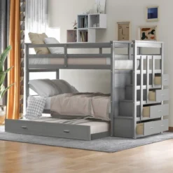 ModernLuxe Twin Over Twin Wood Bunk Bed with 4 Drawers, Trundle and Staircase 25 ModernLuxe Twin Over Twin Wood Bunk Bed with 4 Drawers, Trundle and Staircase -Luxe Furniture Sale GUEST e332f041 c709 4c40 9e1a e96ef2d74b04