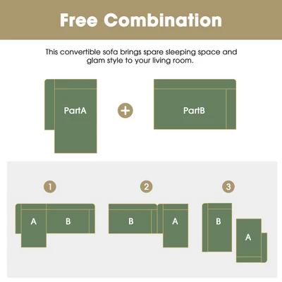 109" Upholstered Modular Sectional Sofa Couch Set, L Shape Free Combination Sleeper Sofa With Pillows- ModernLuxe 6 109" Upholstered Modular Sectional Sofa Couch Set, L Shape Free Combination Sleeper Sofa With Pillows- ModernLuxe - Image 4