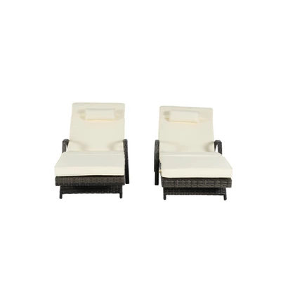 ModernLuxe 2-Piece Adjustable Wicker Outdoor Chaise Lounge Set with Cushions 7 ModernLuxe 2-Piece Adjustable Wicker Outdoor Chaise Lounge Set with Cushions - Image 5