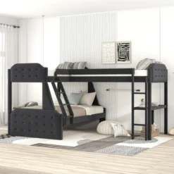 ModernLuxe L-Shaped Twin Over Full Bunk Bed and Twin Loft Bed with Built-In Desk