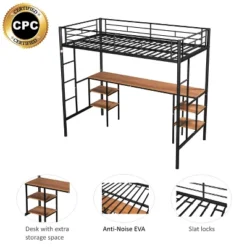 ModernLuxe Metal Twin Size Low Loft Bed with Integrated Desk and Storage Shelves 13 ModernLuxe Metal Twin Size Low Loft Bed with Integrated Desk and Storage Shelves -Luxe Furniture Sale GUEST e40513af 7780 4d5c a91e e0f24df9e08a