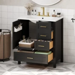 ModernLuxe 30" Bathroom Vanity with Ceramic Sink & Soft-Close Storage