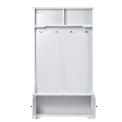 3-in-1 Design Hall Tree Entryway Bench With Shelves Cabinet And Four Hooks-ModernLuxe 9 3-in-1 Design Hall Tree Entryway Bench With Shelves Cabinet And Four Hooks-ModernLuxe - Image 7