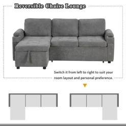 ModernLux 84" L-Shaped Convertible Sectional Sofa Bed with Storage and USB Ports -Luxe Furniture Sale GUEST e538b6c1 75aa 4561 88e0 2eb4c86ace1a