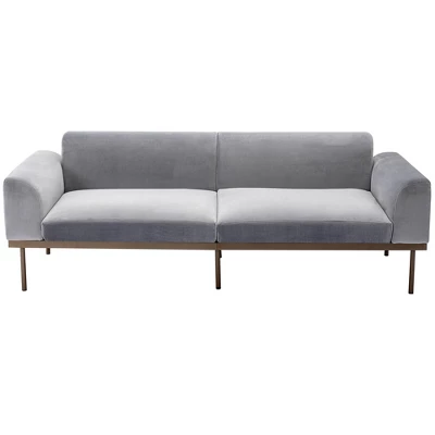 ModernLuxe Modern Velvet Loveseat Sofa with Metal Legs & Two Pillows 12 ModernLuxe Modern Velvet Loveseat Sofa with Metal Legs & Two Pillows - Image 10