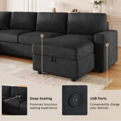 103.9"W Convertible U-Shaped Sectional Sofa With 2 Storage Chaises & 4 USB Ports For Living Room - ModernLuxe -Luxe Furniture Sale GUEST e569d119 f3f3 44e1 bcac c9d815736349