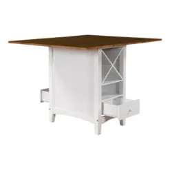 Farmhouse 5-Piece Dining Table Set With Drop Leaf, Wine Rack And Drawers-ModernLuxe -Luxe Furniture Sale GUEST e5e8c248 5f8b 4fba 84ca 3df5459fe200