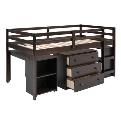 ModernLuxe Low Twin Loft Bed with Rolling Desk and Storage Cabinet 6 ModernLuxe Low Twin Loft Bed with Rolling Desk and Storage Cabinet - Image 4