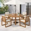 ModernLuxe 5-Piece Acacia Wood Outdoor Dining Set with 4 Armchairs & Round Table