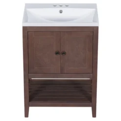 24" Modern Stylish Bathroom Vanity With Porcelain Sink And Open Shelves - ModernLuxe 16 24" Modern Stylish Bathroom Vanity With Porcelain Sink And Open Shelves - ModernLuxe -Luxe Furniture Sale GUEST e8cb2db8 571e 4e9f 9133 07ccbf1b8df5