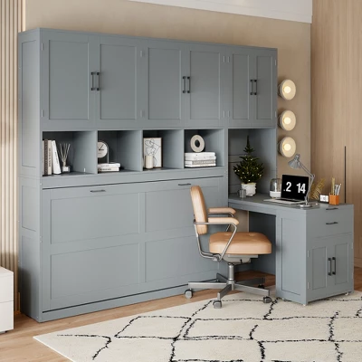 ModernLuxe Twin Murphy Bed with Integrated Desk, Cabinets & Shelving 3 ModernLuxe Twin Murphy Bed with Integrated Desk, Cabinets & Shelving