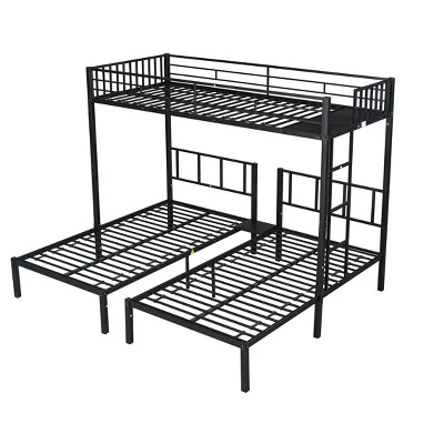 ModernLuxe Modern Metal Triple Bunk Bed - Convertible 3-in-1 Twin Design 9 ModernLuxe Modern Metal Triple Bunk Bed - Convertible 3-in-1 Twin Design - Image 7