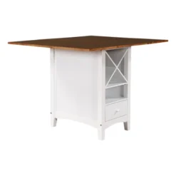 Farmhouse 5-Piece Dining Table Set With Drop Leaf, Wine Rack And Drawers-ModernLuxe -Luxe Furniture Sale GUEST e9a2999f 644e 424c bc8d 0ab015e6de2e