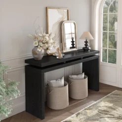 ModernLuxe Farmhouse Console Table with Double Board Suspension Design