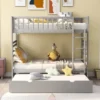 Twin Over Twin Wood Bunk Bed With Safety Rail And Movable Trundle-ModernLuxe -Luxe Furniture Sale GUEST e9ea0259 842a 4647 b0ea 2250c379d76a