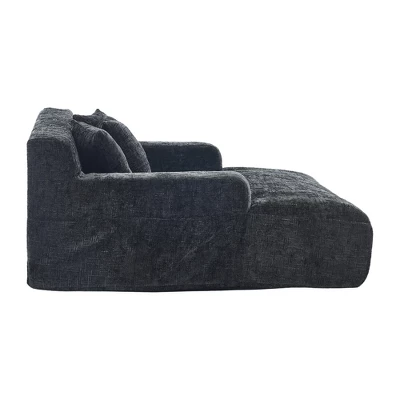 ModernLuxe Upholstered Single Sofa Chaise Lounge Sofa Bed Sleeper Sofa Lazy Sofa Accent Chair Reading Couch With 3 Pillows, Chenille 11 ModernLuxe Upholstered Single Sofa Chaise Lounge Sofa Bed Sleeper Sofa Lazy Sofa Accent Chair Reading Couch With 3 Pillows, Chenille - Image 9