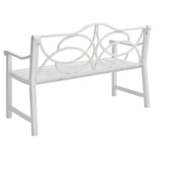 ModernLuxe White Outdoor Garden Bench with Decorative Floral Backrest - 3-Seat Metal Patio Seat -Luxe Furniture Sale GUEST eaaa4c93 bb4b 4fd1 ac71 b45d8a5db7f3