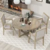 ModernLuxe 5-Piece Round Extendable Dining Table Set with 4 Upholstered Armchairs 2 ModernLuxe 5-Piece Round Extendable Dining Table Set with 4 Upholstered Armchairs -Luxe Furniture Sale GUEST eb09f70a 0d22 4c5e bba6 508ab35d0608