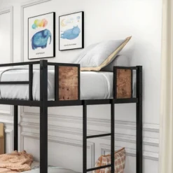 ModernLuxe Twin Over Twin Metal Bunk Bed with Safety Guardrails - Black 15 ModernLuxe Twin Over Twin Metal Bunk Bed with Safety Guardrails - Black -Luxe Furniture Sale GUEST eb24655b 98d1 48c7 a8cc 3cca6c6401b3