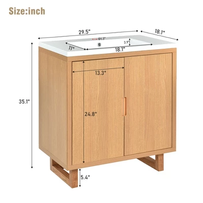 30" Bathroom Vanity Set With Sink, Combo Bathroom Storage Cabinet, Natural-ModernLuxe 5 30" Bathroom Vanity Set With Sink, Combo Bathroom Storage Cabinet, Natural-ModernLuxe - Image 3