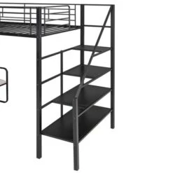 ModernLuxe Twin Size Metal Loft Bed with Integrated Bench and Storage Staircase -Luxe Furniture Sale GUEST eb4f4fe4 5abd 4890 9d90 48f974d4c0a9