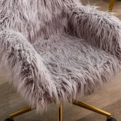 Modern Faux Fur Home Office Chair, Swivel Fluffy Vanity Chair-ModernLuxe