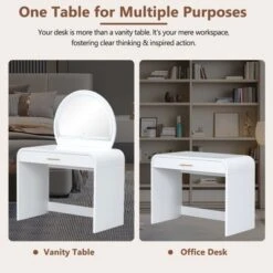 40"W Dressing Table Vanity Table Makeup Table With Touch Screen Lighted Mirror And Large Drawe - ModernLuxe -Luxe Furniture Sale GUEST ebba7c5a 9b1a 493a a0ff 7b8caa5180db