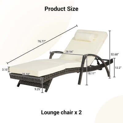 ModernLuxe 2-Piece Adjustable Wicker Outdoor Chaise Lounge Set with Cushions 5 ModernLuxe 2-Piece Adjustable Wicker Outdoor Chaise Lounge Set with Cushions - Image 3