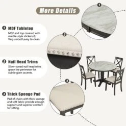 ModernLuxe 5-Piece Round Dining Set with Faux Marble Table and 4 Upholstered Chairs 21 ModernLuxe 5-Piece Round Dining Set with Faux Marble Table and 4 Upholstered Chairs -Luxe Furniture Sale GUEST ef033d31 3703 4e2e acc2 ab86fbba675c