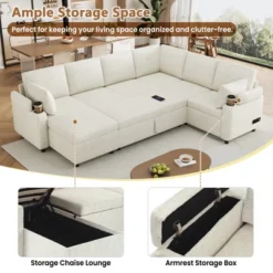 ModernLuxe 109.9" U-Shaped Sectional Sleeper Sofa with Storage and USB Ports -Luxe Furniture Sale GUEST ef098b07 133f 460c b629 4e65d196b7e9