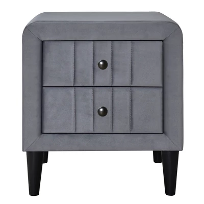 ModernLuxe Velvet Upholstered Nightstand with 2 Drawers - Modern Bedside Table 5 ModernLuxe Velvet Upholstered Nightstand with 2 Drawers - Modern Bedside Table - Image 3