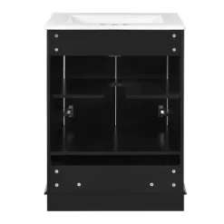 24" Bathroom Vanity With Ceramic Sink, Modern Freestanding Storage Cabinet With Silver Handles & Soft Closing Doors - ModernLuxe -Luxe Furniture Sale GUEST f0414840 dfd7 41c9 b687 baf60663258b