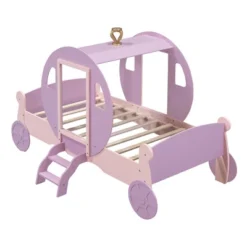 Twin Size Princess Carriage Bed With Crown, Wood Platform Car Bed With Stair-ModernLuxe -Luxe Furniture Sale GUEST f09a9cba 65e6 44ae 82b5 5c26e6e94f30