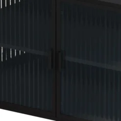 43.31" Contemporary Glass Door Cabinet With Two Levels Of Storage, Black - ModernLuxe -Luxe Furniture Sale GUEST f0b0db61 4547 4f84 a288 4ff6410e3a53