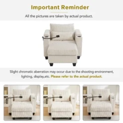 ModernLuxe Convertible Corduroy Loveseat Sofa Bed, Chaise Lounge With USB Ports, 2 Cup Holders, Storage Box & Phone Holder - 2/1 Seat Options -Luxe Furniture Sale GUEST f0c8e27b 0805 4997 bd5d d10ffad6a726