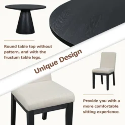 ModernLuxe 5-Piece Retro Round Dining Table Set with 4 Upholstered Chairs 18 ModernLuxe 5-Piece Retro Round Dining Table Set with 4 Upholstered Chairs -Luxe Furniture Sale GUEST f120438f 0166 429a 9862 42bcb706778b