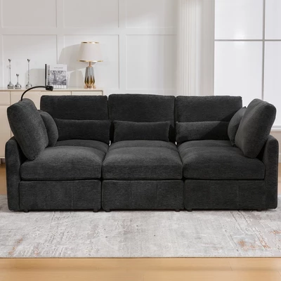 ModernLuxe 85.4" Modular Sectional Sofa Couch, Convertible Sofa Bed With Movable Ottoman, 2 USB Ports & Phone Holder 3 ModernLuxe 85.4" Modular Sectional Sofa Couch, Convertible Sofa Bed With Movable Ottoman, 2 USB Ports & Phone Holder