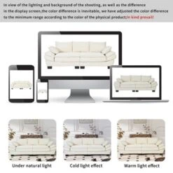 85.4"W Curved Sofa Couch, Corduroy Upholstered Wooden 3 Seater Sofa With 2 Throw Pillows 4S -ModernLuxe -Luxe Furniture Sale GUEST f262785f b51e 4b54 ac77 391b99f8c7eb