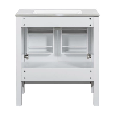 30"W Bathroom Vanity With Single Sink, Bathroom Storage Cabinet With 2 Doors And Drawer 4B - ModernLuxe 11 30"W Bathroom Vanity With Single Sink, Bathroom Storage Cabinet With 2 Doors And Drawer 4B - ModernLuxe - Image 9