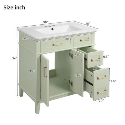 ModernLuxe 30-Inch Free-Standing Bathroom Vanity with Ceramic Undermount Sink 4 ModernLuxe 30-Inch Free-Standing Bathroom Vanity with Ceramic Undermount Sink - Image 2