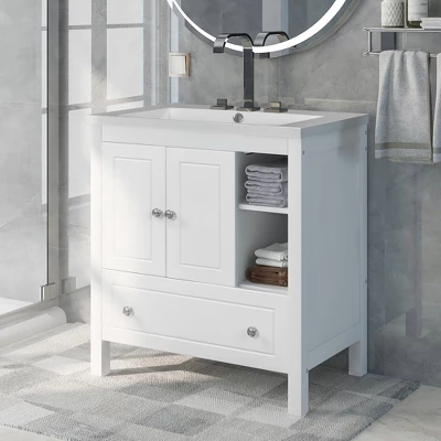 30" Bathroom Vanity With Ceramic Sink, Doors And Drawers - ModernLuxe 15 30" Bathroom Vanity With Ceramic Sink, Doors And Drawers - ModernLuxe - Image 13